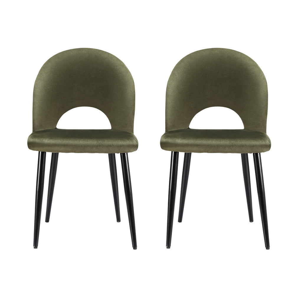 Set Of 2 Loren Dining Chairs Green Velvet