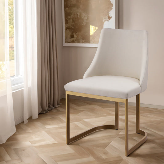 Set Of 2 Balen Dining Chairs Linen Fabric - Beige