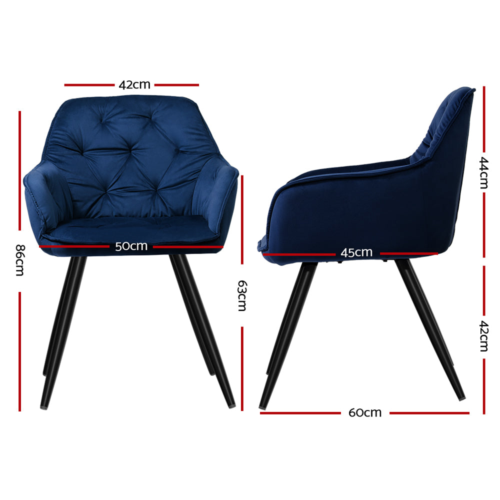Set of 2 Calivia Dining Chairs - Velvet Blue