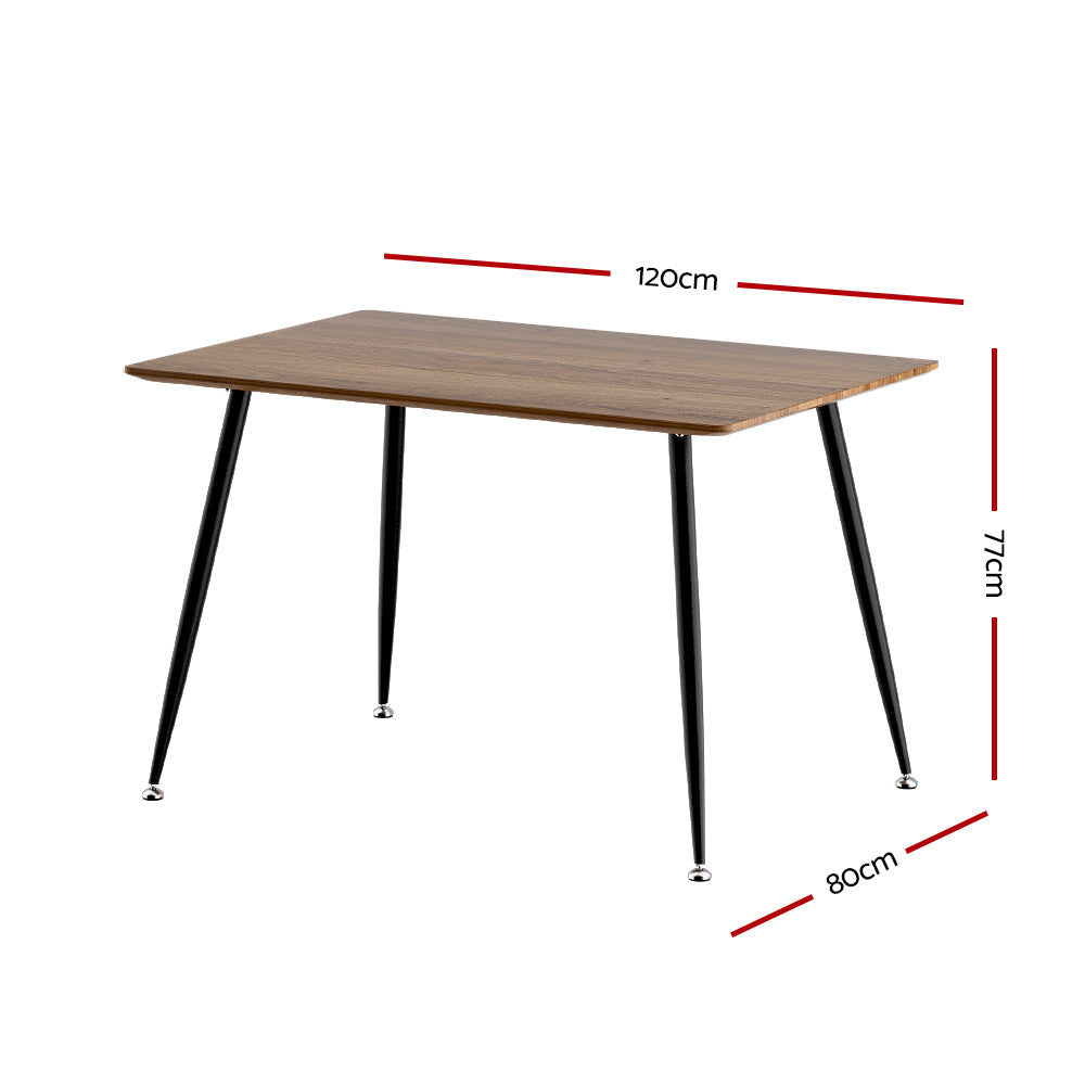 Wooden Rectangular 4 Seater Dining Table 120CM