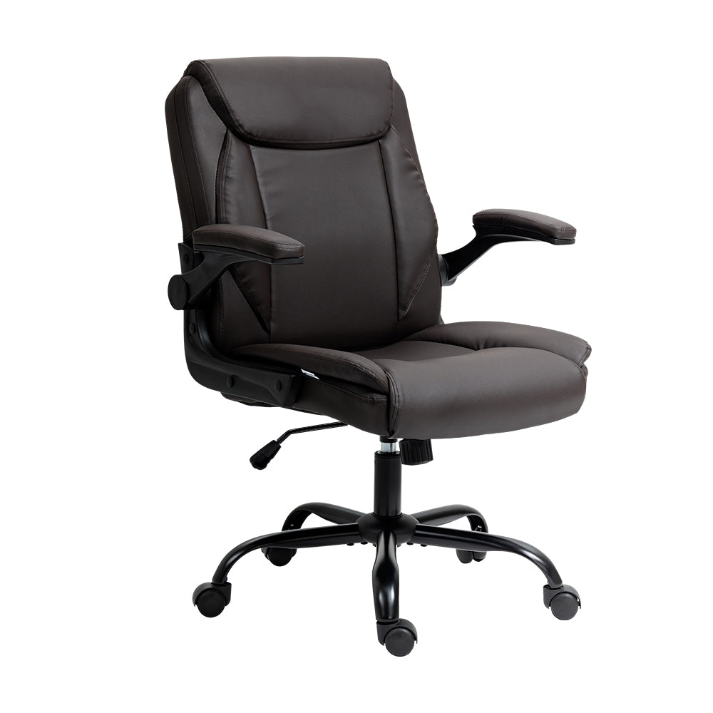 Artiss Leather Tilt Swivel Office Chair - Brown