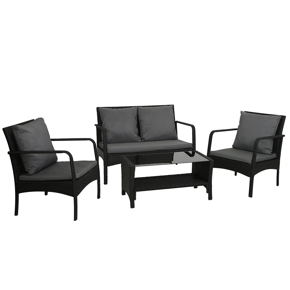 Outdoor Lounge Table Chairs - Dark Grey