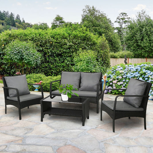 Outdoor Lounge Table Chairs - Dark Grey