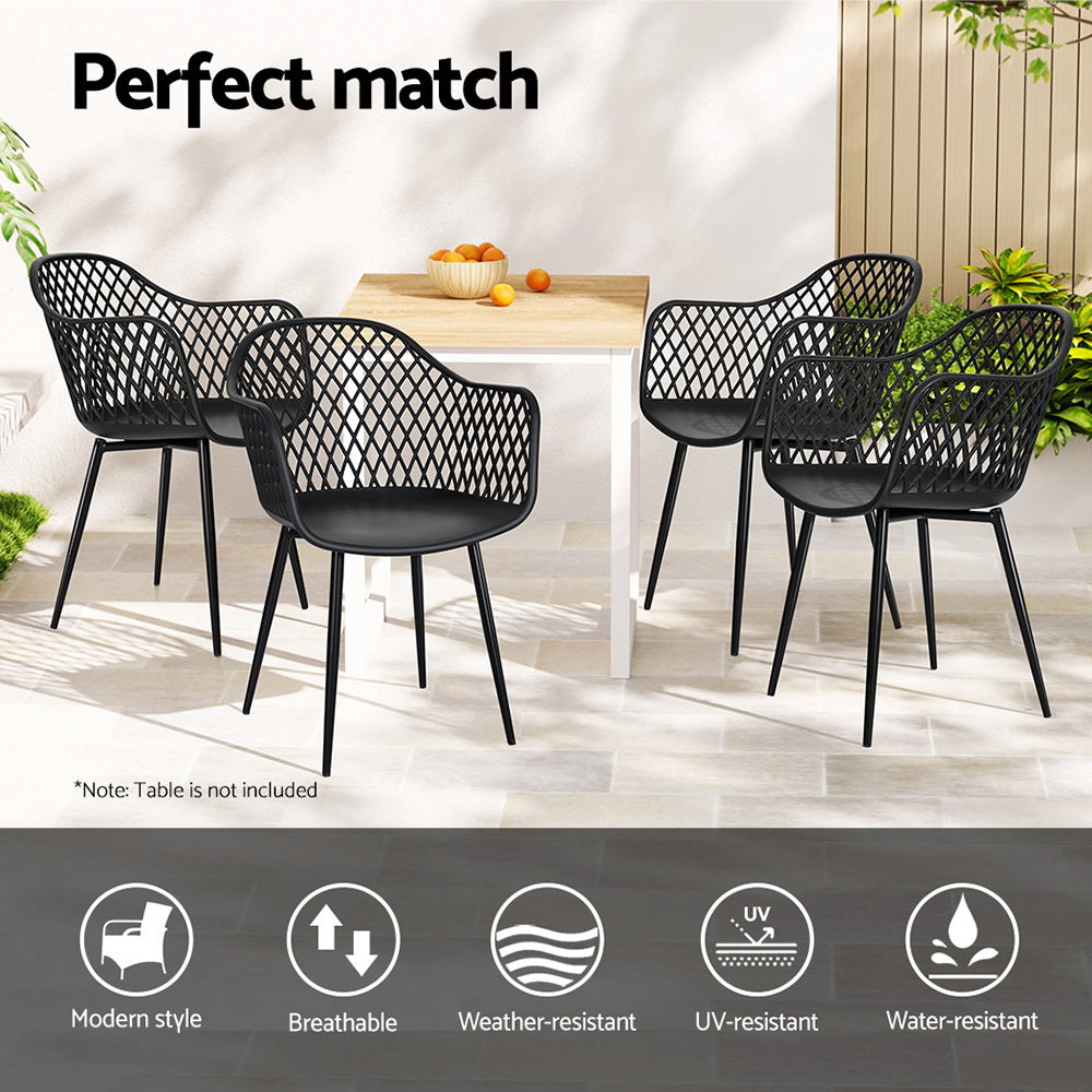 Gardeon 4PC Outdoor Dining Chairs - Black