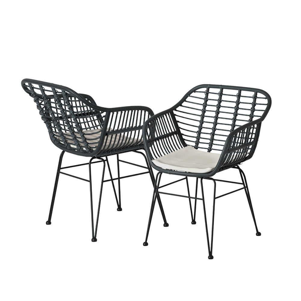 Gardeon Outdoor Lounge Setting 3-Piece Bistro Set - Dark Grey