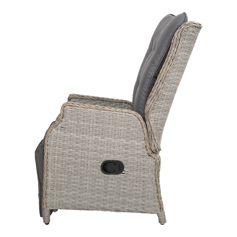 Recliner Wicker Chair - Grey