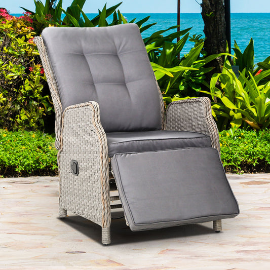 Recliner Wicker Chair - Grey