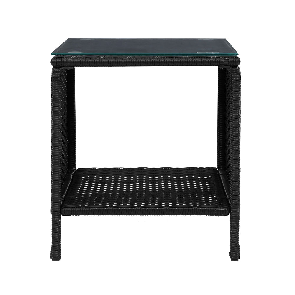Gardeon Outdoor Rattan Side Table - Black