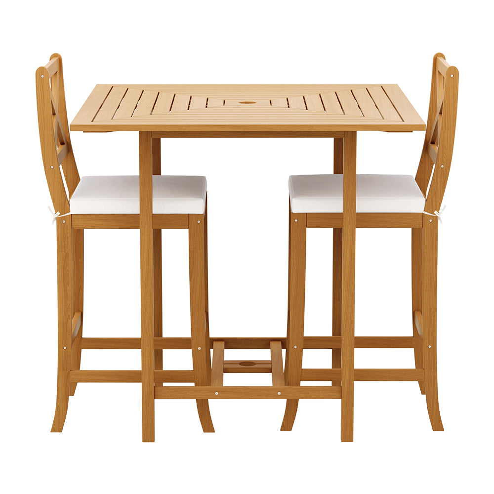 Gardeon 5pcs Outdoor Bar Table 4 Seater Stools Acacia Wood