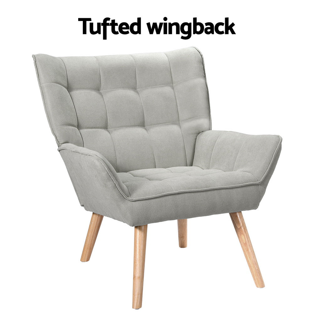 Fabric Cushion Accent Armchair - Grey