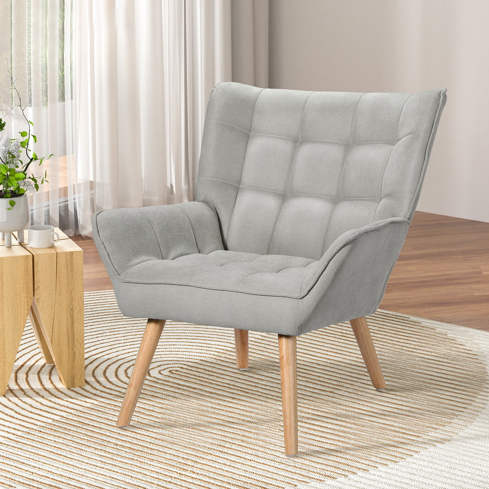 Fabric Cushion Accent Armchair - Grey