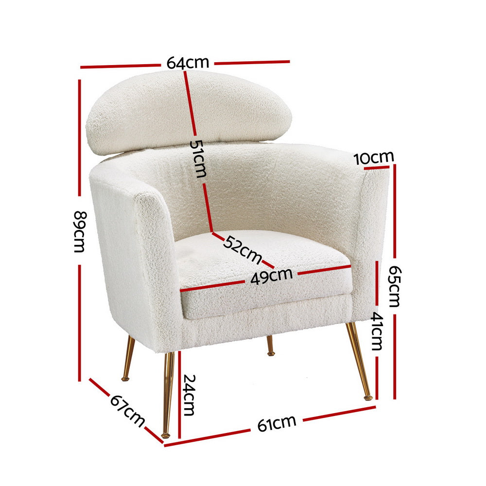 Yoli Boucle Fabric Armchair - White