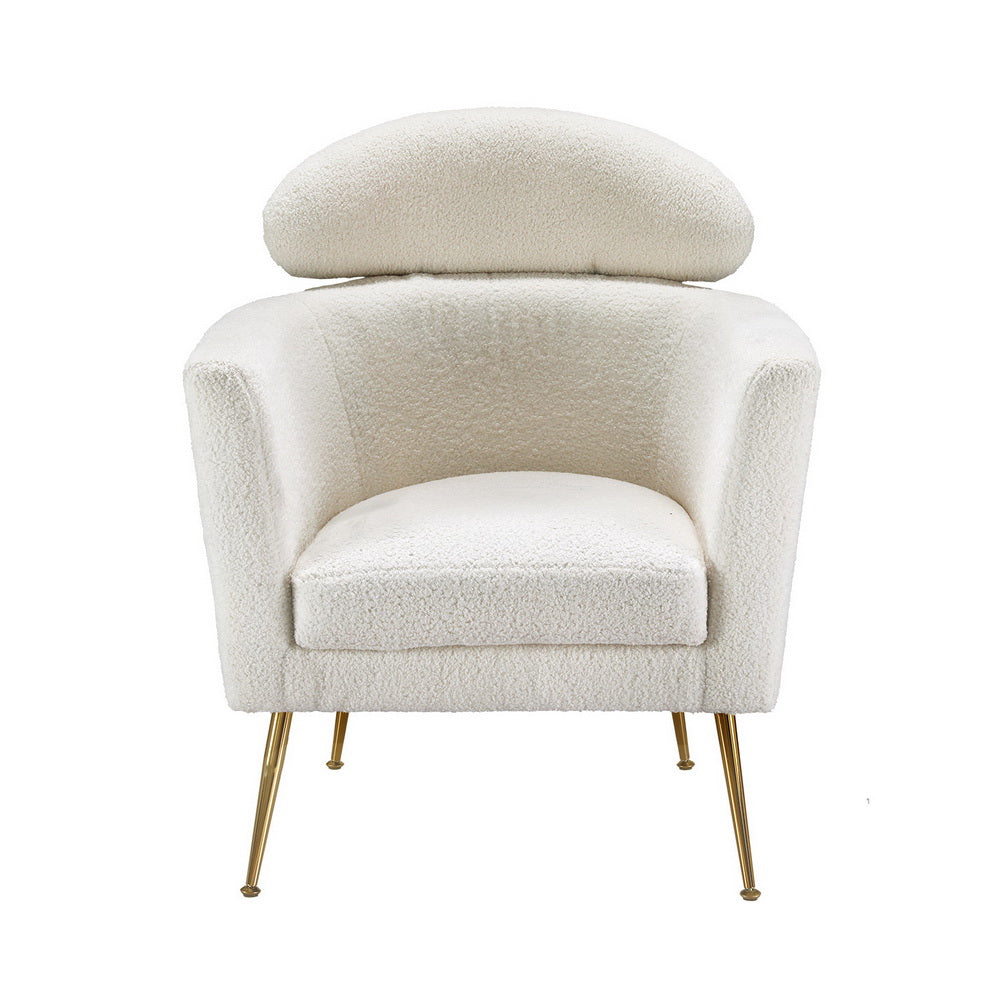 Yoli Boucle Fabric Armchair - White