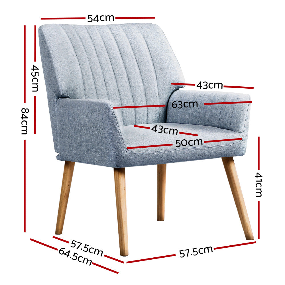 Artiss Lounge Chair - Blue Grey