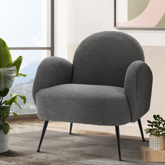 Artiss Lounge Chair Sherpa Boucle - Charcoal