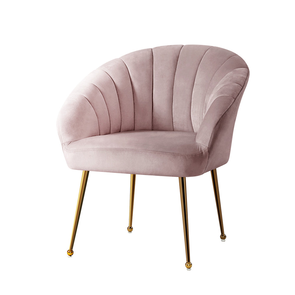 Artiss Velvet Lounge Chair - Pink