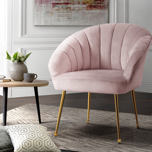 Artiss Velvet Lounge Chair - Pink