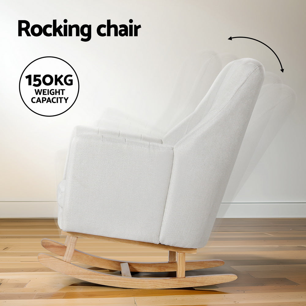 Jonah Linen Rocking Chair - Beige