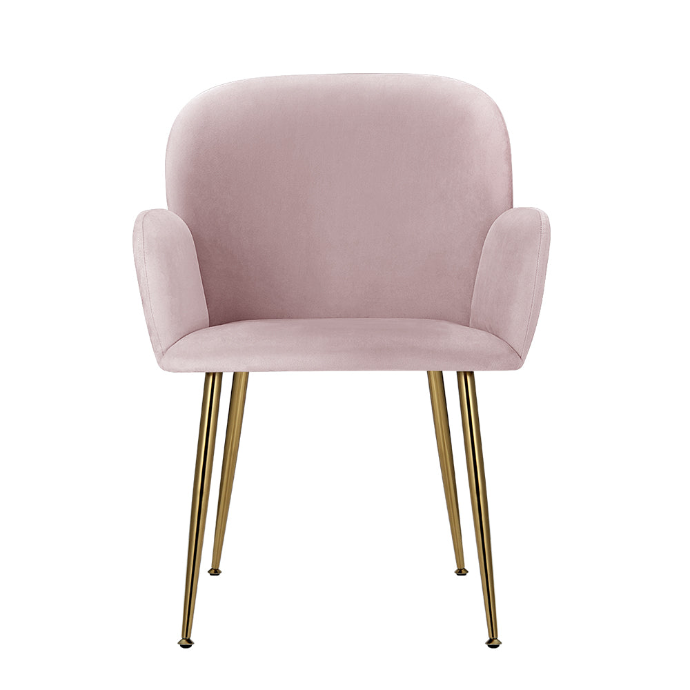 Set of 2 Kynsee Dining Chairs - Velvet Pink