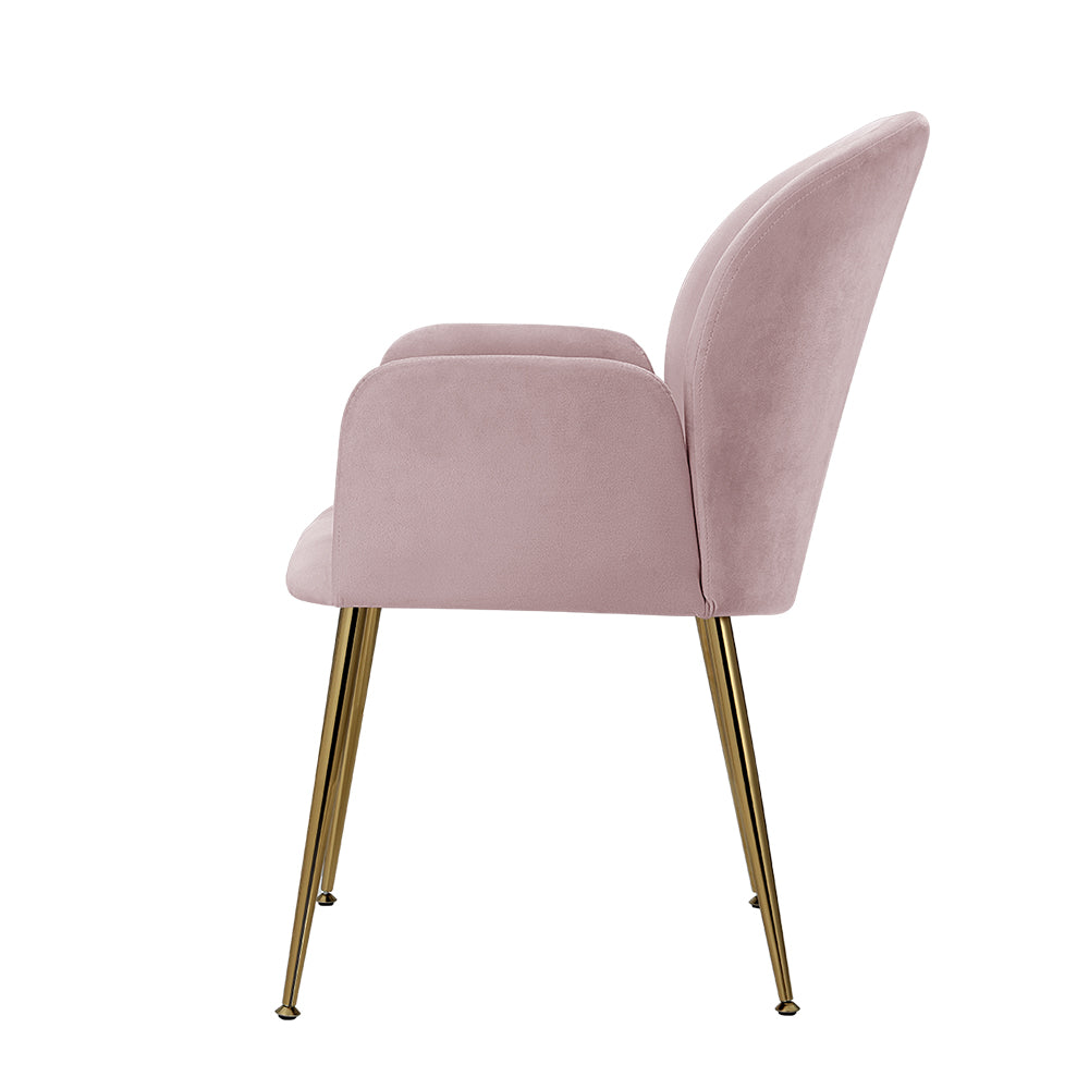 Set of 2 Kynsee Dining Chairs - Velvet Pink