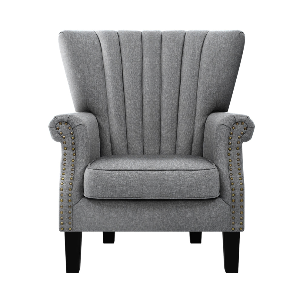 Upholstered Fabric Armchair - Grey
