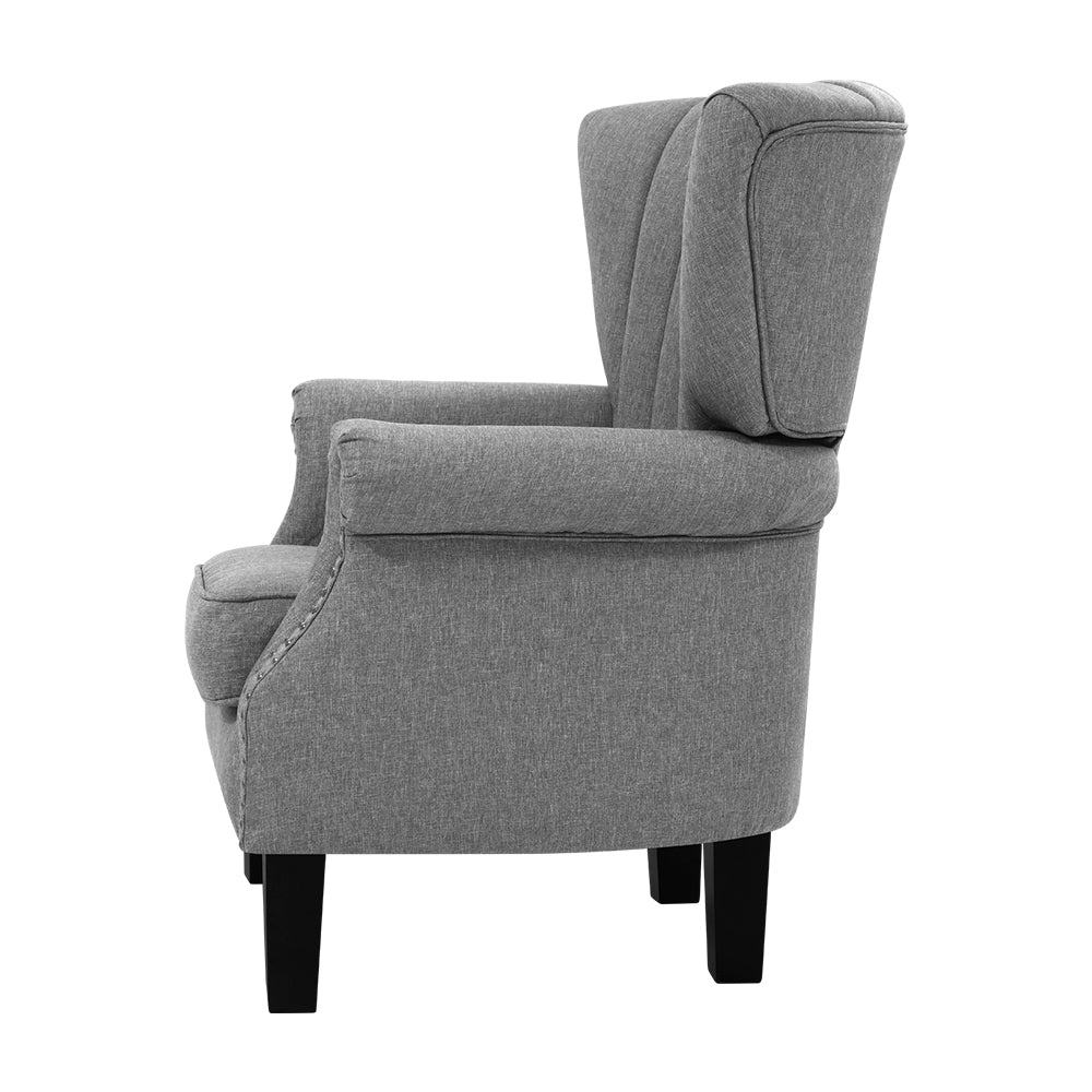 Upholstered Fabric Armchair - Grey