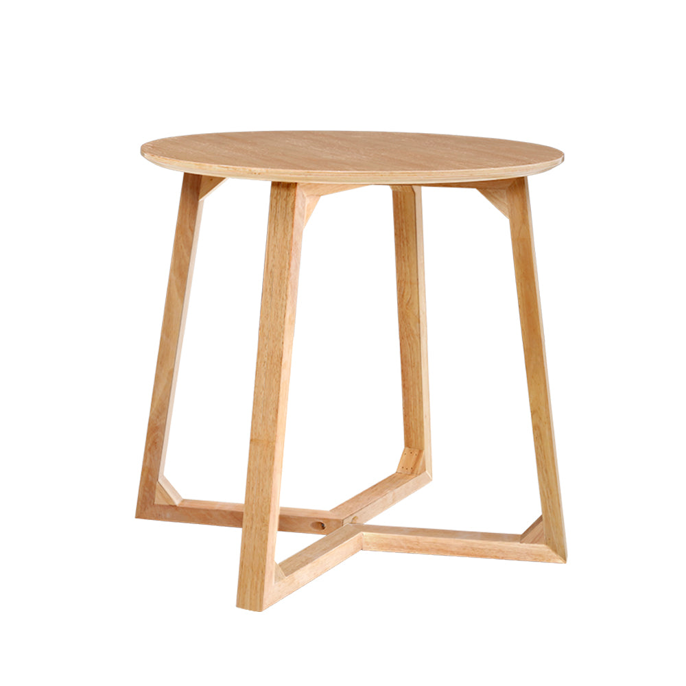 Wooden Round Side Table - Beige