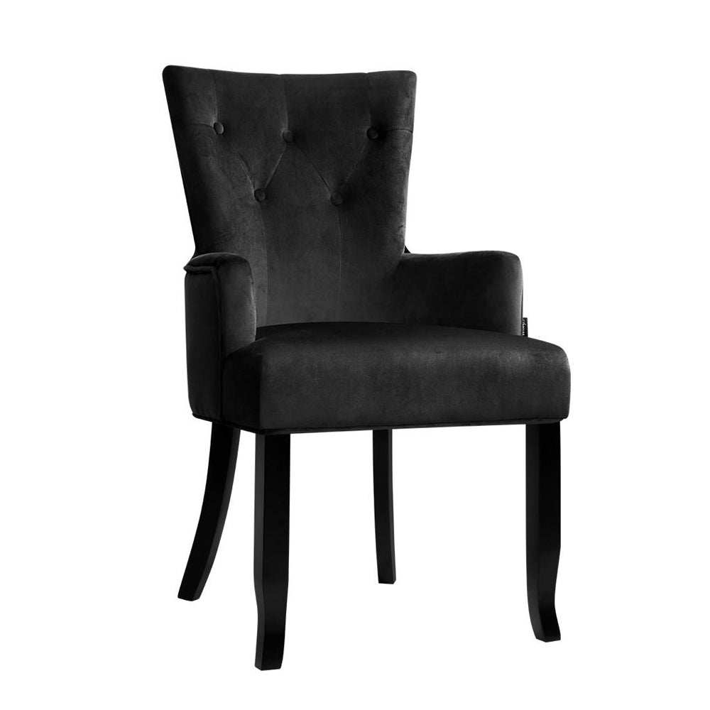 French Cayes Velvet Dining Chair - Black