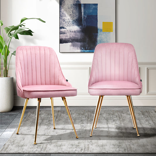 Set of 2 Dining Chairs Retro - Velvet Pink