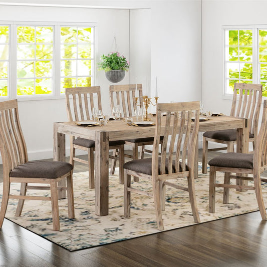 7 Pieces Dining Suite 180cm Dining Table & 6 Chairs - Oak