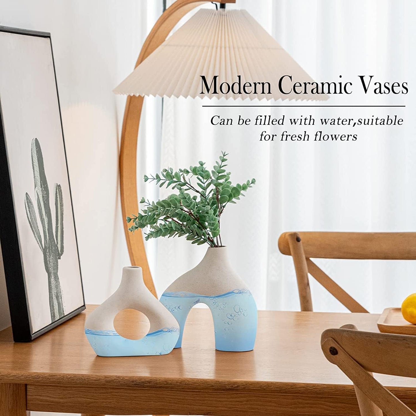 Ceramic Set of 2 Modern White Vases