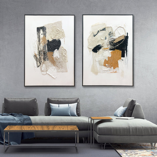 Set of 2 Untitled Study Original Abstract Painting on Framed Canvas 800mmx1200mm