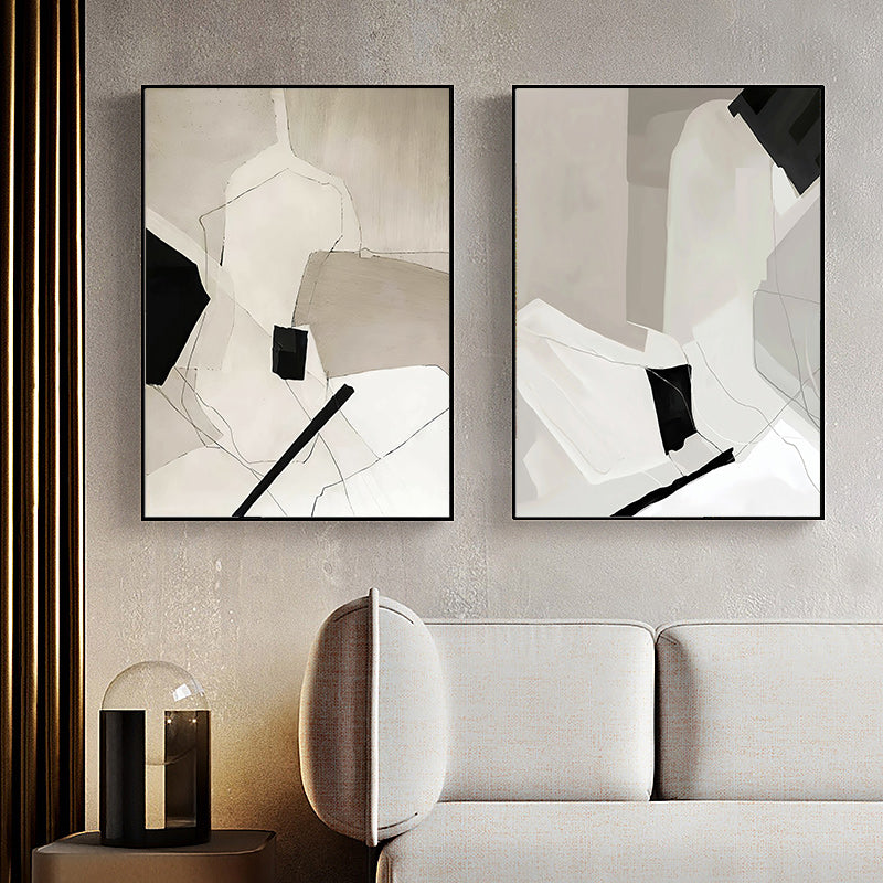 Modern Abstract 2 Sets Black Frame Canvas Wall Art - 40cmx60cm