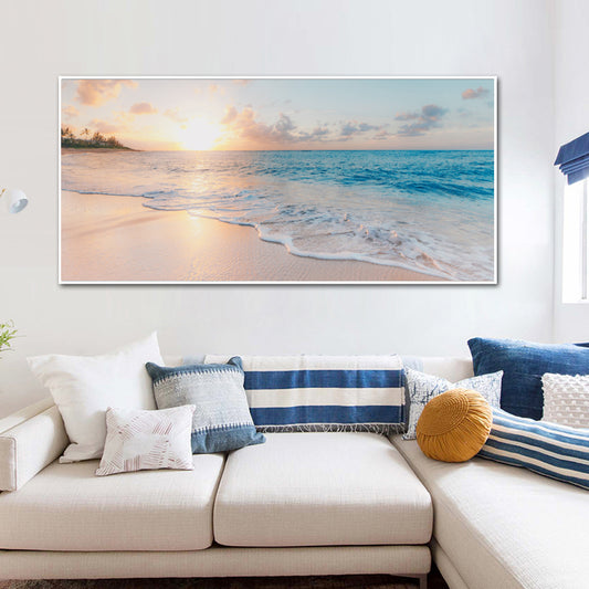 Ocean and Beach White Frame Canvas - 50cmx100cm