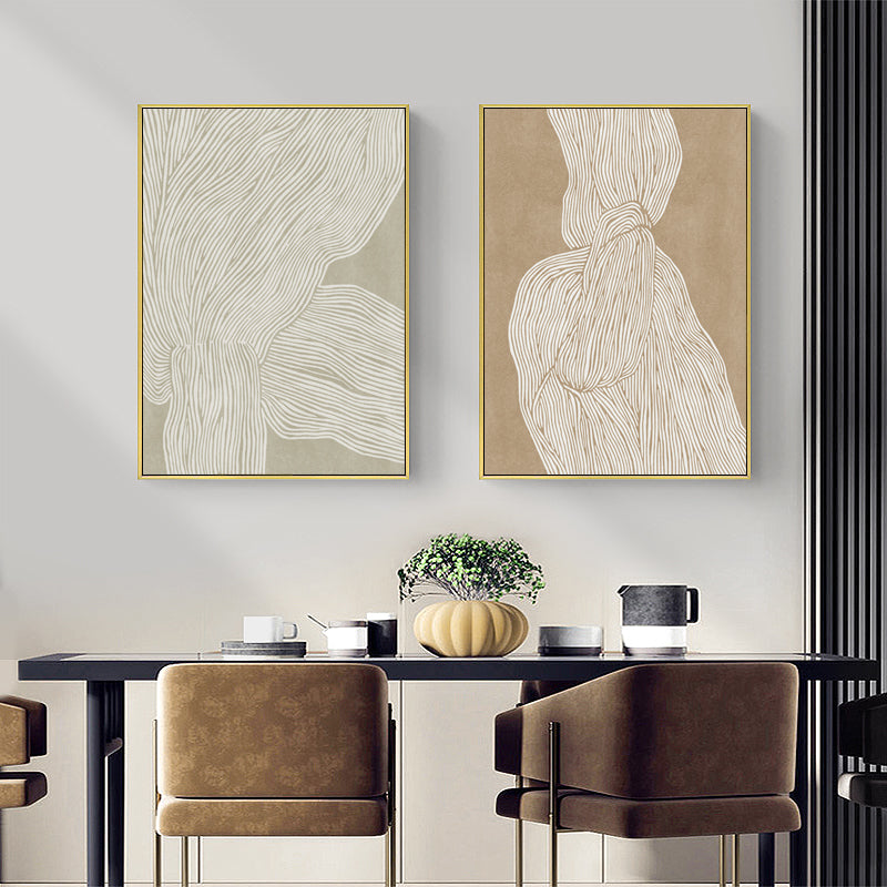 Abstract Line 2 Sets Gold Frame Canvas Wall Art - 40cmx60cm
