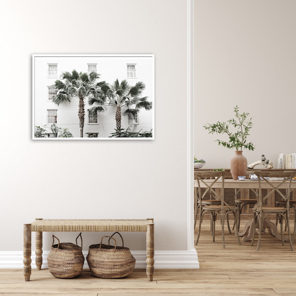 70cmx100cm Palm Tree White Frame Canvas Wall Art