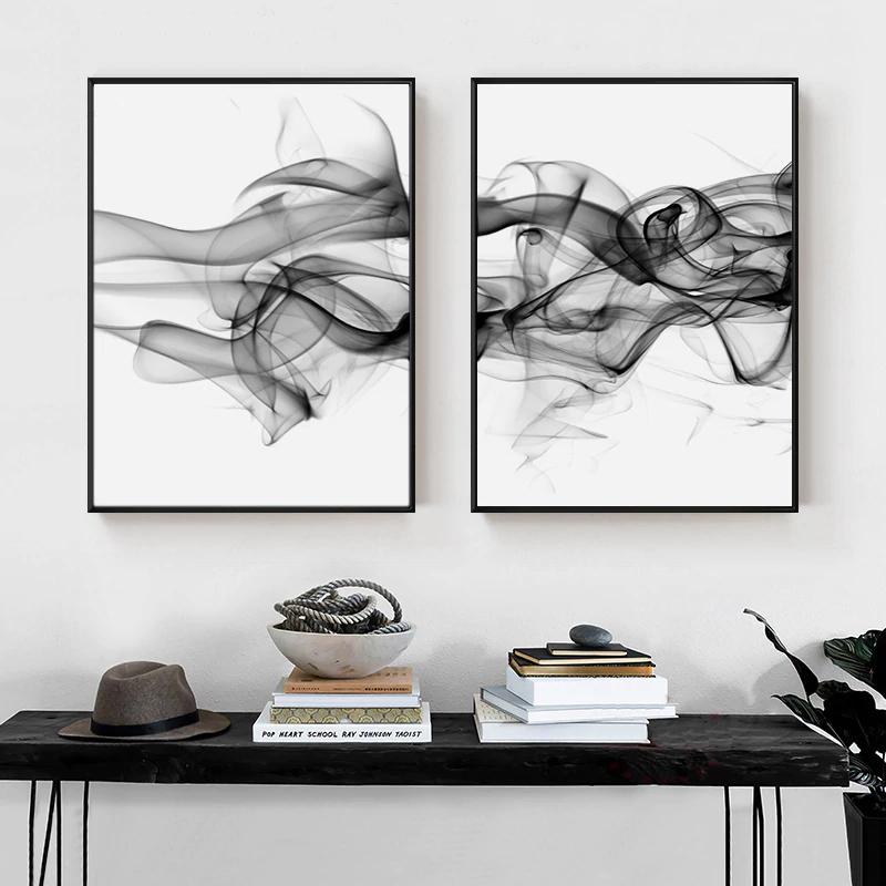 Stylish Abstract Black 2 Sets Black Frame Canvas Wall Art - 40cmx60cm