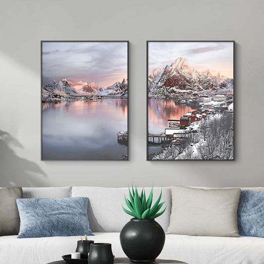 Nordic Norway 2 Sets Black Frame Canvas Wall Art - 40cmx60cm