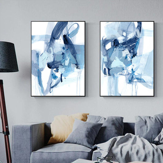 70cmx100cm  2 Sets Blue Frame Canvas Wall Art