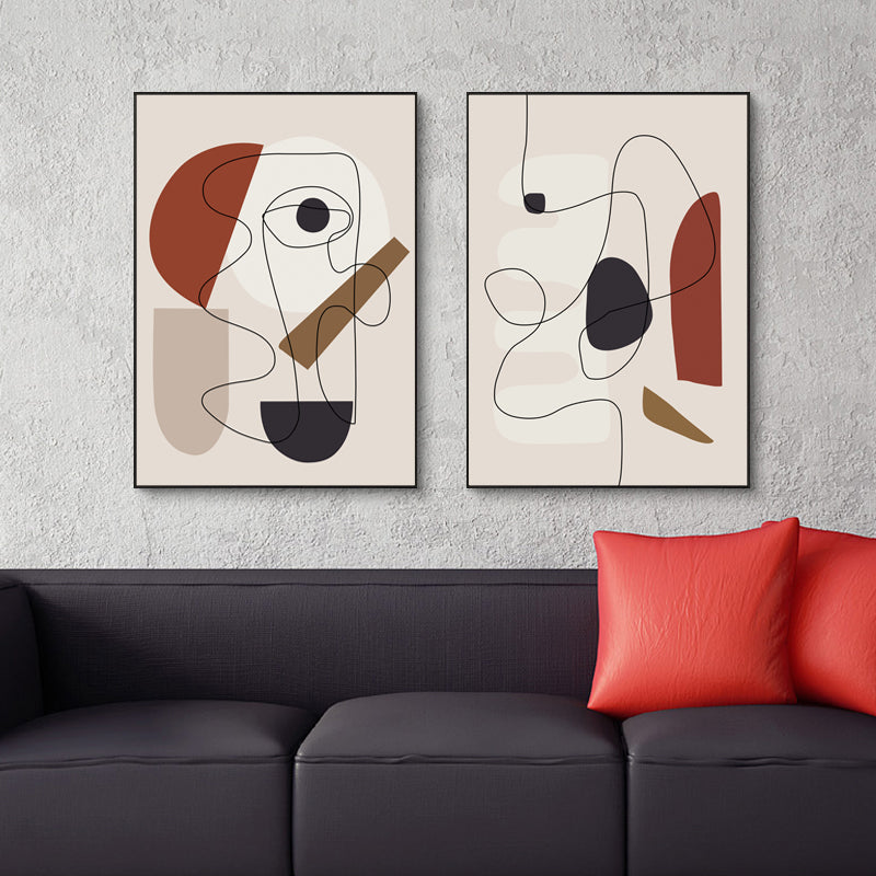Abstract Line Art By Picasso 3 Sets Black Frame Canvas Wall Art - 40cmx60cm