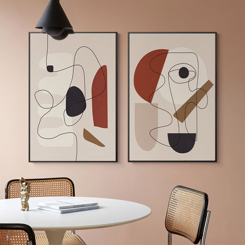Abstract Line Art By Picasso 3 Sets Black Frame Canvas Wall Art - 40cmx60cm