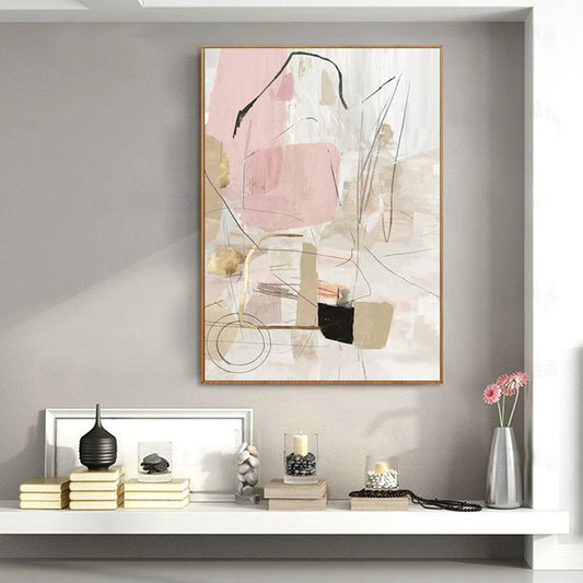 Abstract Pink Gold Frame Canvas Wall Art - 50cmx70cm