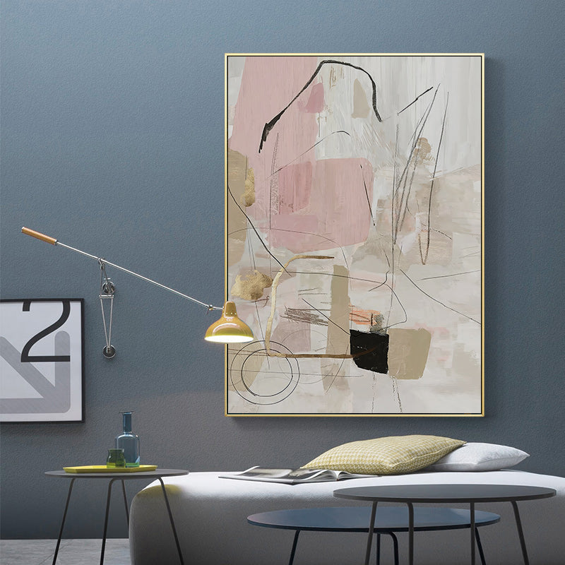 Abstract Pink Gold Frame Canvas Wall Art - 80cmx120cm