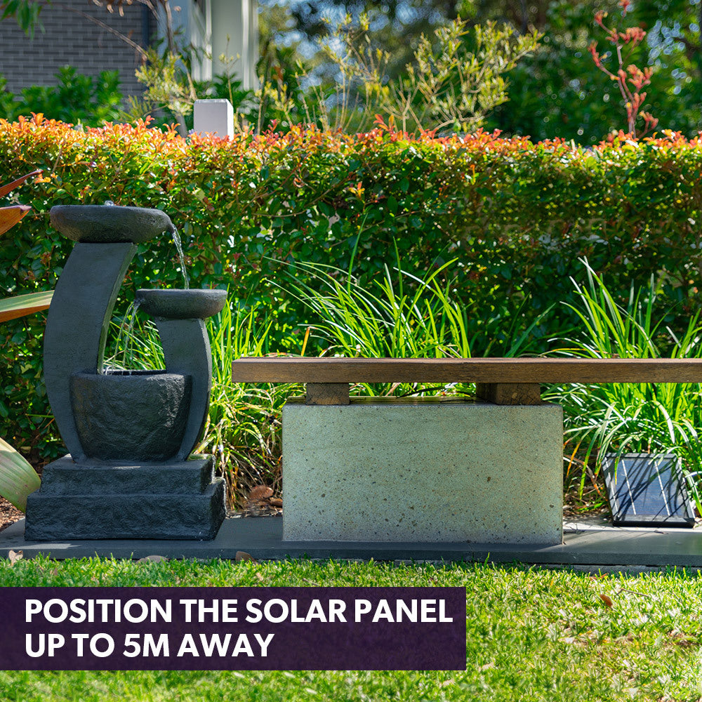 PROTEGE Solar Water Feature with LED Lights - Charcoal