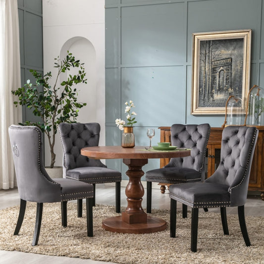 8x Velvet Dining Chairs - Grey