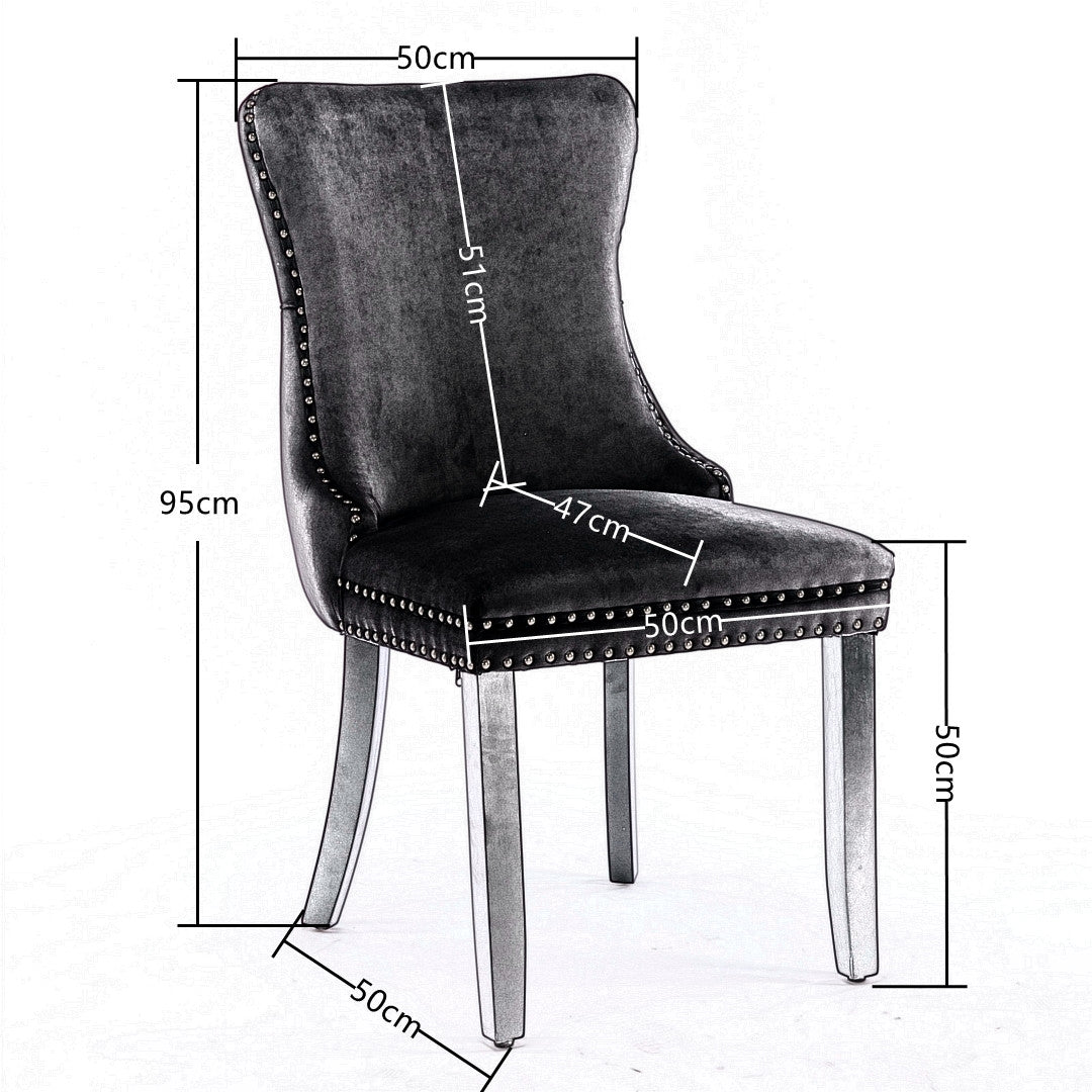 Set of 2 Velvet Upholstered Dining Chairs - Beige