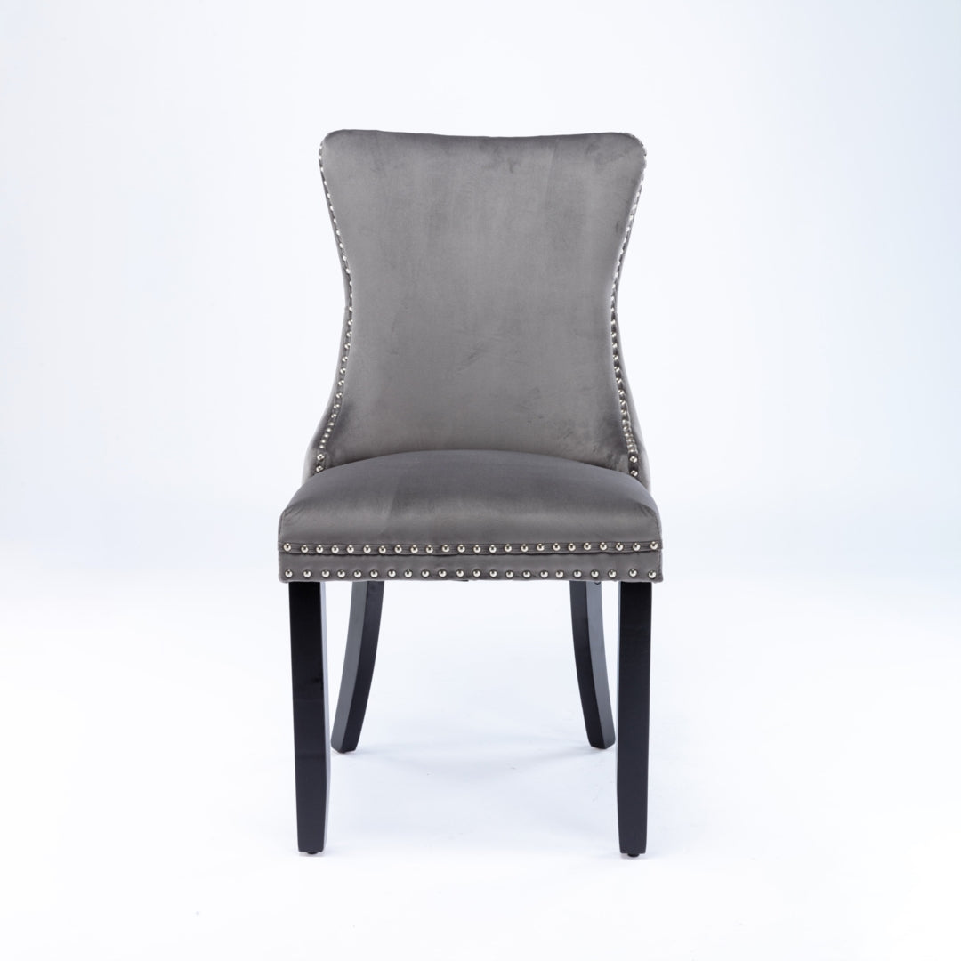 6x Velvet Upholstered Dining Chairs - Grey