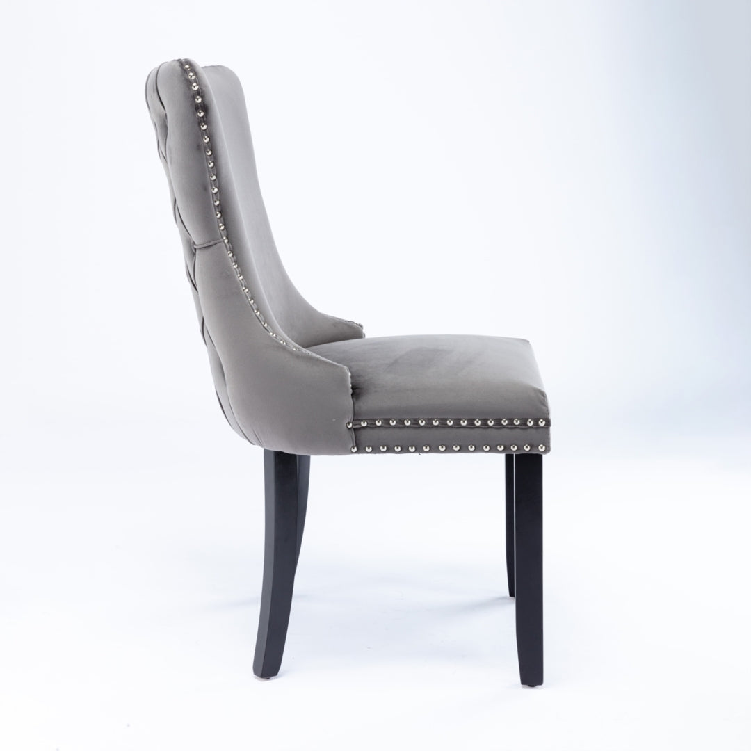 6x Velvet Upholstered Dining Chairs - Grey