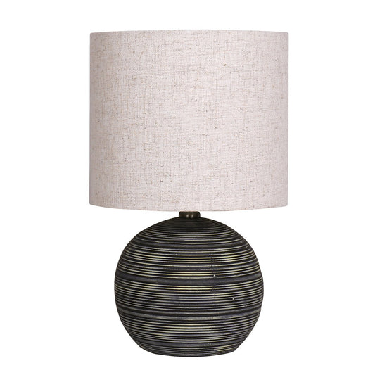 Sarantino Ceramic Table Lamp With Striped Pattern In Antique Black