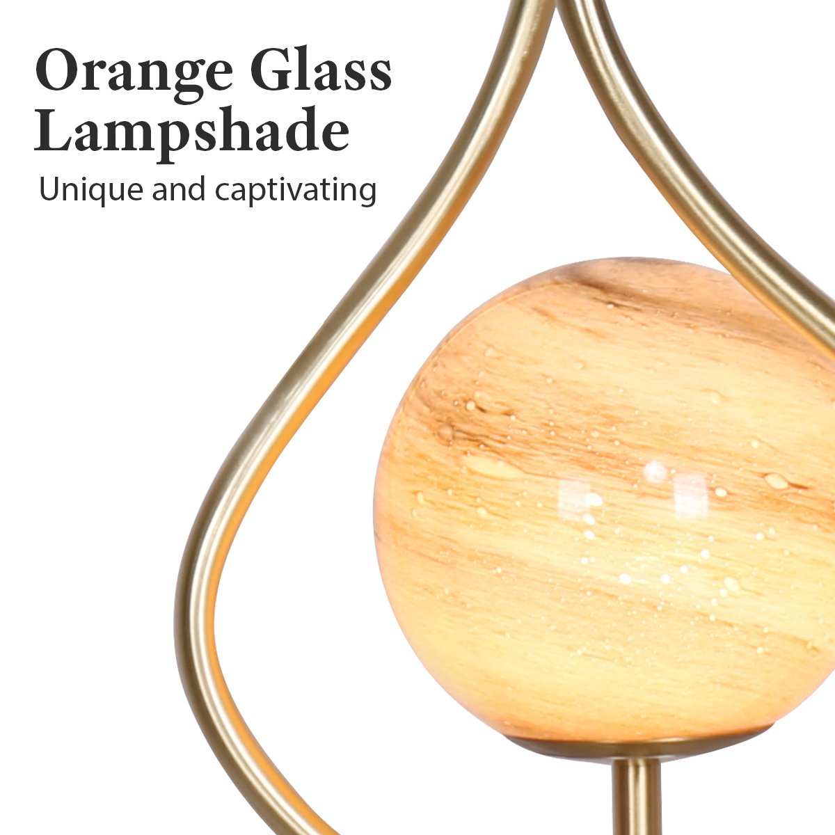 Sarantino Sculptural Orange Glass Table Lamp With White Marble Base